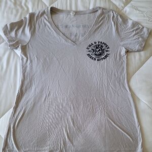 Gray V-Neck Women's Top